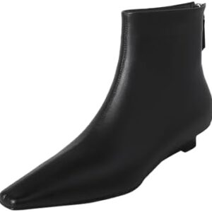 Women's Booties Low Heel Ankle Boots Square Toe Back Zipper Short Boots