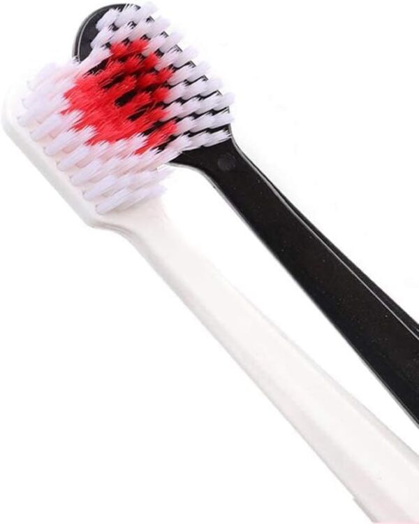 2 Pcs Toothbrushes Black and White Heart Shaped Couple Toothbrushes eco Friendly Nano Toothbrushes Dental Care Brush One Size Manual Toothbrushes for Health and Household - Image 2