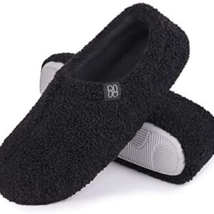 HomeTop Women's Fuzzy Curly Fur Memory Foam Loafer Slippers with Polar Fleece Lining