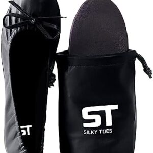 Women's Foldable Travel Ballet Slip On Comfortable Flats Roll Up Walking Shoes with Carrying Pouch