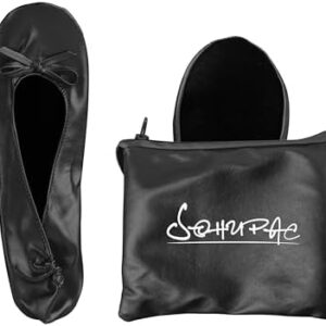 Women's Foldable Flats, Portable Ballet Flat Roll Up Slipper Shoes with Travel Pouch Bag for Ballerina Wedding