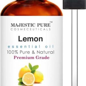MAJESTIC PURE Lemon Essential Oil, Premium Grade, Pure and Natural, for Aromatherapy, Massage, Topical & Household Uses, 1 fl oz