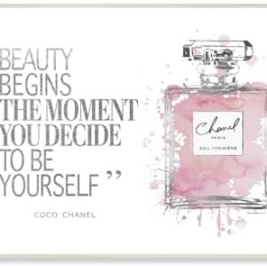 Stupell Industries Beauty Begins Fashion Perfume Wall Plaque, 10 x 15, Design by Artist Amanda Greenwood