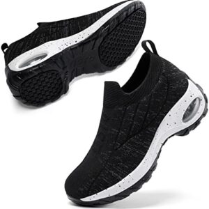 STQ Slip On Breathe Mesh Walking Shoes Women Fashion Sneakers Comfort Wedge Platform Loafers
