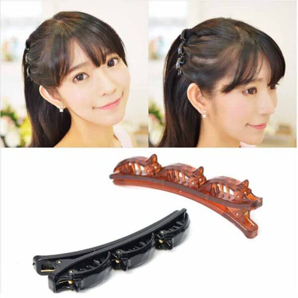 2 Pcs Double Layers Twist Band French Braider Hair Tool Fashion Double Layer Band Twist Plait Clip Front Hair Clips Hairpin Headband Beauty Tool Hair Accessory