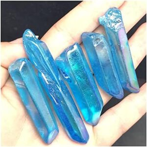 Home Collections Health & Household Natural Rare Rainbow Blue Stone Crystal Column Wand Point Stones