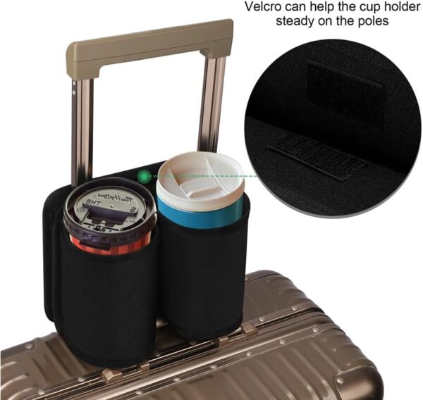Accmor Luggage Travel Cup Holder,Universal Suitcase Cup Holder, Free Hands Suitcase Drinks Beverage Holder, Luggage Cup Caddy Gifts for Travelers Flight Attendants - Image 3