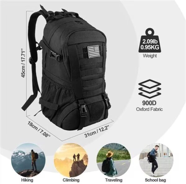 Jueachy Tactical Backpack for Men Hiking Day Pack Molle Military Rucksack Waterproof 30L EDC Bag with USA Flag Patch - Image 2