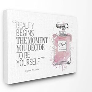 Stupell Industries Beauty Begins Fashion Perfume Stretched Canvas Wall Art, 16 x 20, Multicolor