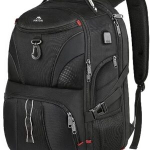MATEIN Backpack for Men, Extra Large Laptop Backpack with USB Port, Travel Backpacks for Women, Anti Theft College Computer Bag Water Resistant TSA Business Work Rucksack Fit 17 Inch Notebook, Black