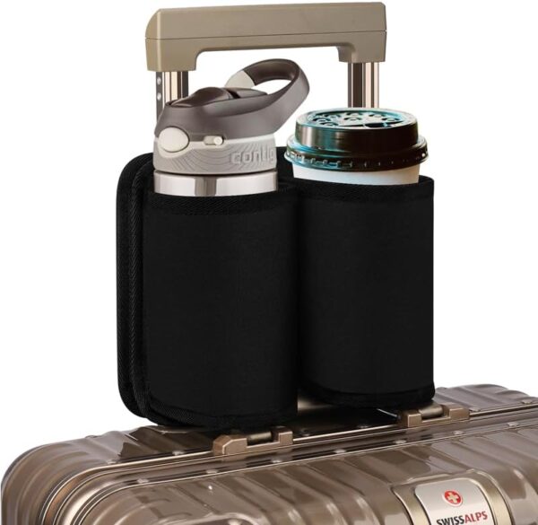 Accmor Luggage Travel Cup Holder,Universal Suitcase Cup Holder, Free Hands Suitcase Drinks Beverage Holder, Luggage Cup Caddy Gifts for Travelers Flight Attendants