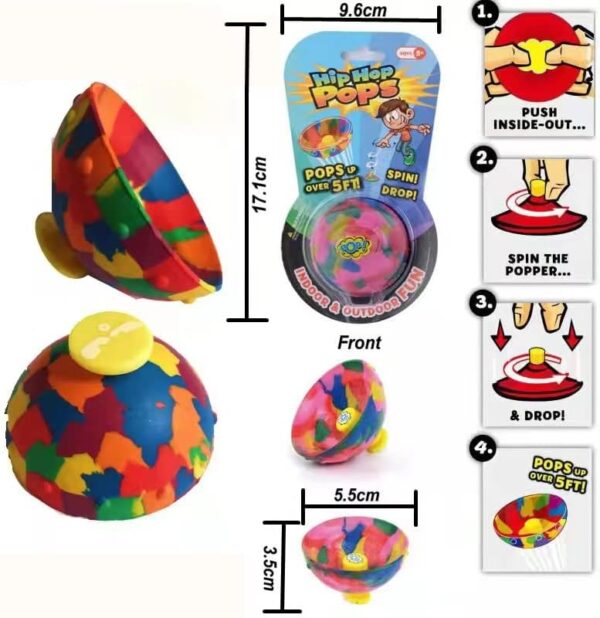 AMAKO Bouncing Bowl Creative Outdoor Sports Children's Decompression Toys Rubber Rotating Bouncing Bowl, HipHopJumps Half Bouncing Ball - Image 3